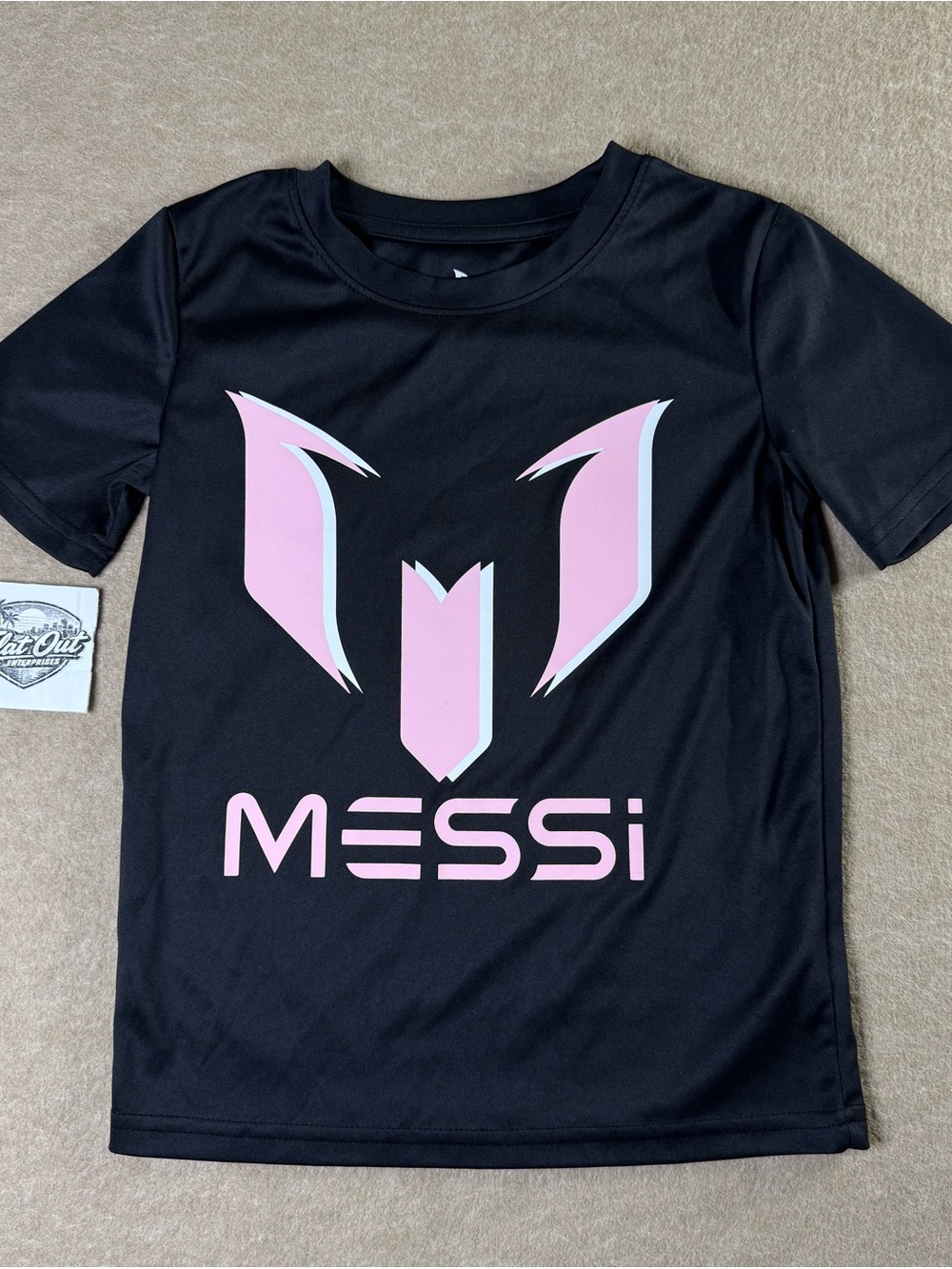 Messi Collection Youth Boys Black Pink Soccer Graphic Shirt Size 6